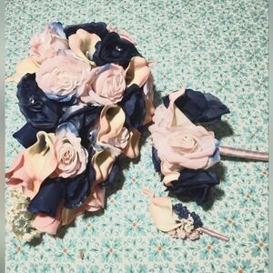 Hand made Bridal Bouquet, maid of honor bouquet and boutonniere.